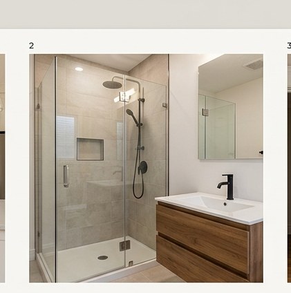 Development placeholder: renovated bathroom with shower and vanity